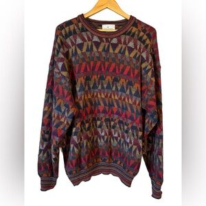 Millma Bolivia 100% Alpaca  Pullover Geometric Long Sleeve Knit Sweater SZ L